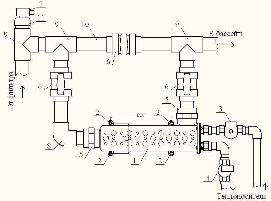 Схема обвязки бассейна с теплообменником
